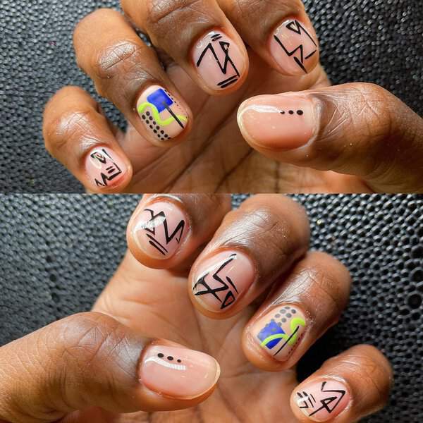 Abstract geometric nails design