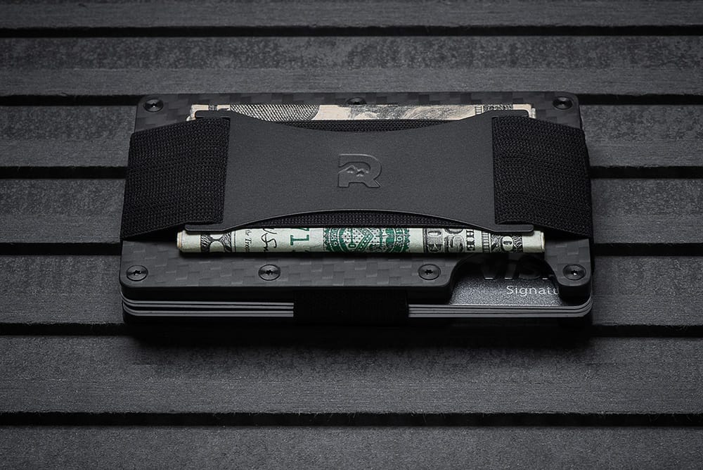 Carbon Fiber Ridge Wallet with Money Inside