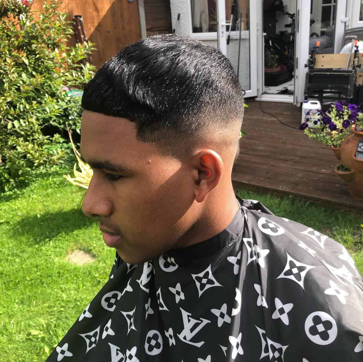 Sharp angle shape up haircut