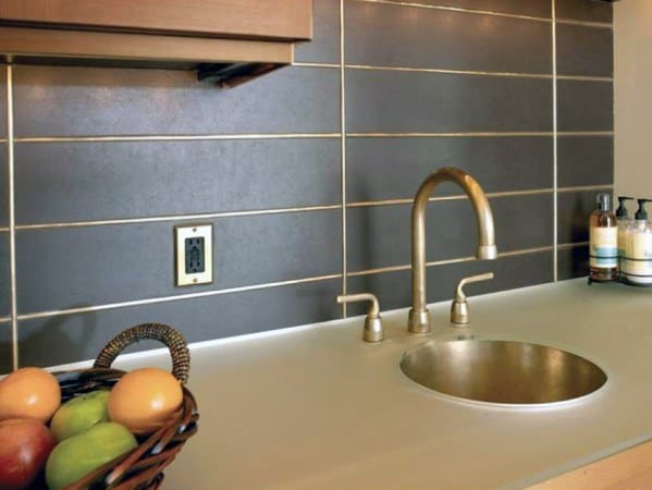 Brass Grout Detail Metal Backsplash Ideas