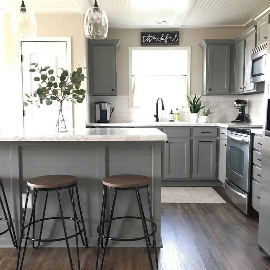 gray cabinet farmhouse kitchen 