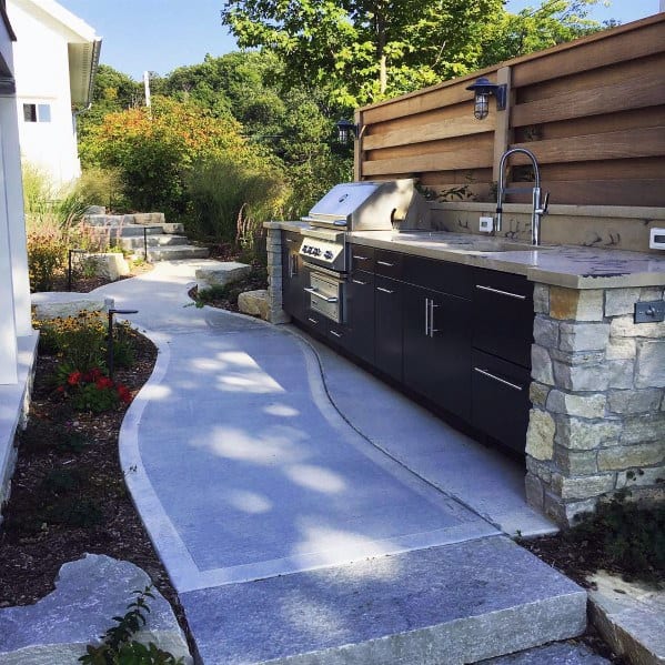 contemporary grill with cabinets