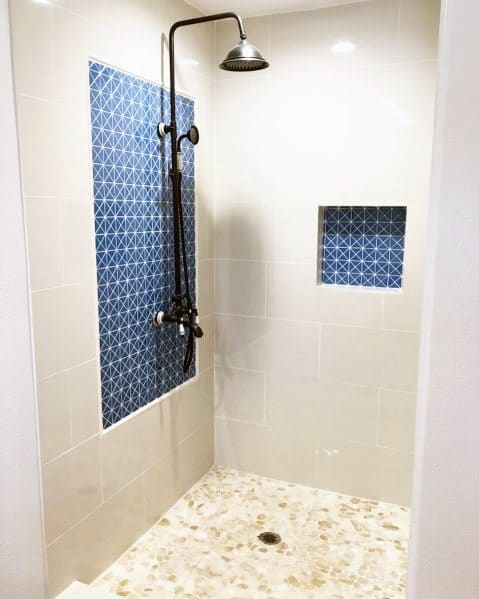 Cool Shower Niche Design Ideas With Blue Tiles