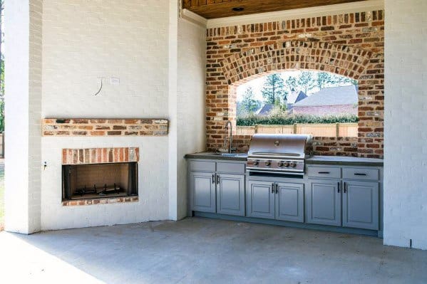 contemporary grill with cabinets