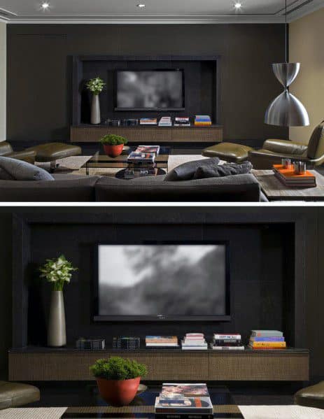 Dark Black Television Wall Ideas Inspiration