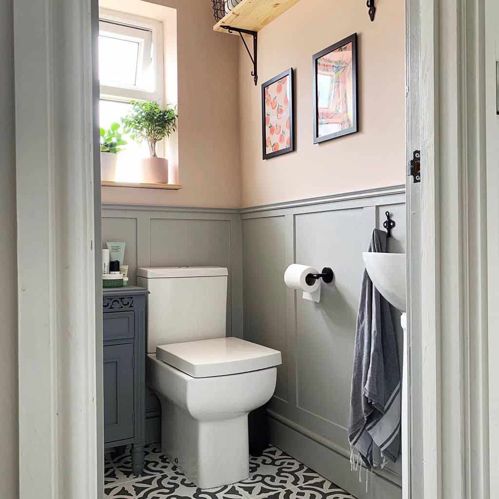 wall paneling bathroom pink walls 