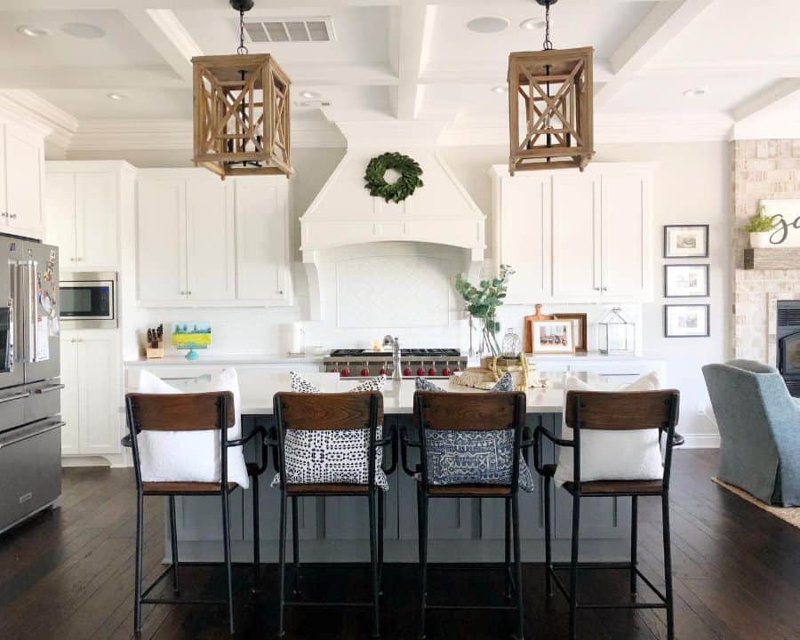 large white cabinet kitchen with hardwood floors