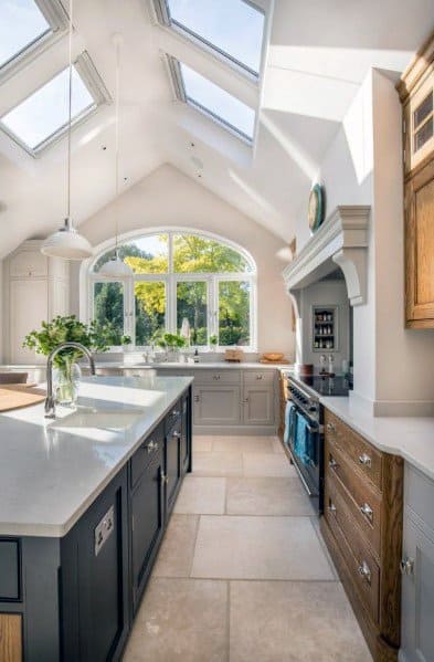 Four Skylights Kitchen Ceiling Ideas