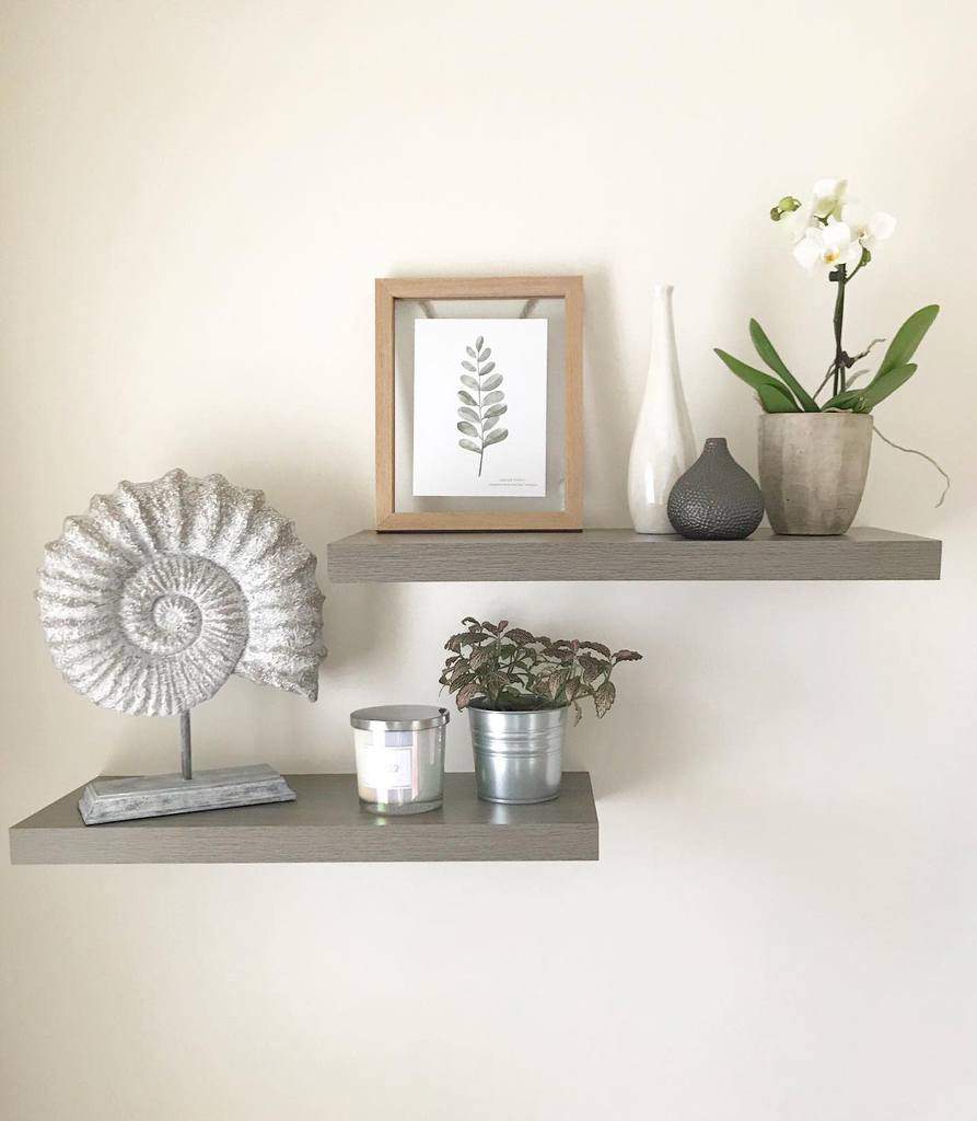 free hanging gray wall shelves