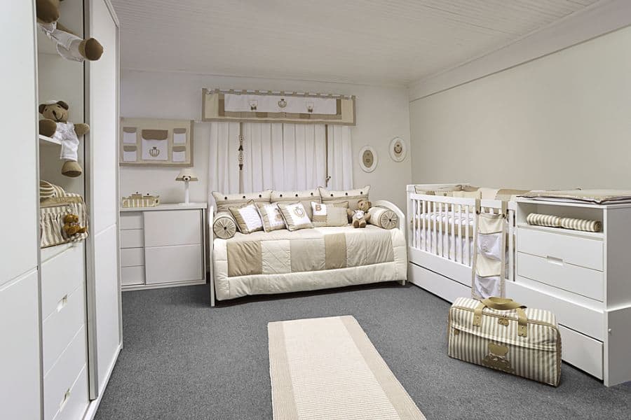 Neutral-colored baby room with soft beige tones and a cozy design.