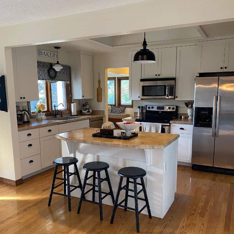 farmhouse white kitchen with island 