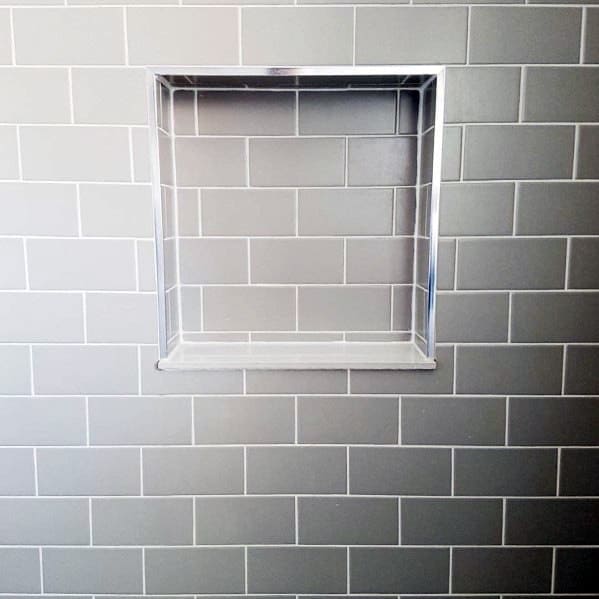 Grey Subway Tile Shower Niche Ideas