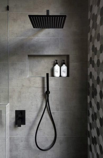 Grey Tile Shower Niche Ideas