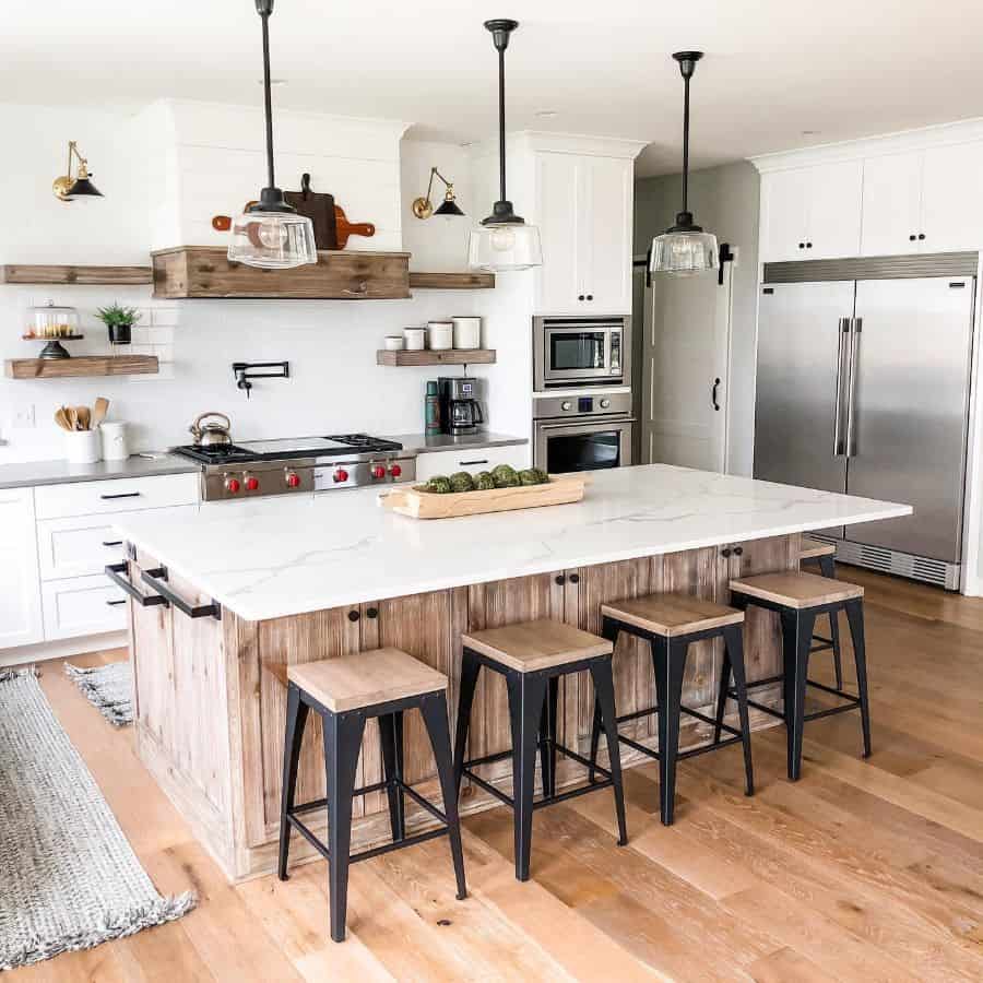 minimalist modern farmhouse rustic kitchen with wood accents 