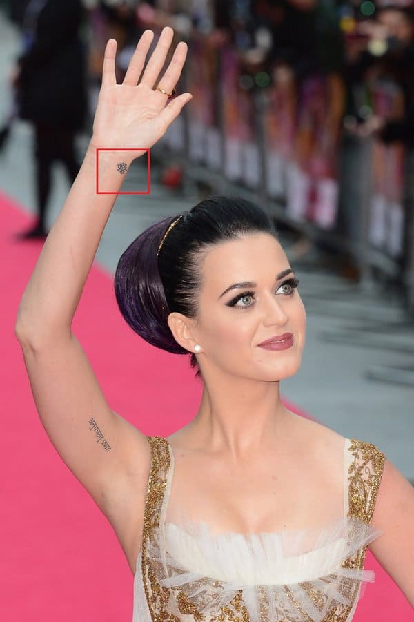 Lotus Flower Tattoo on Katy Perry's hand