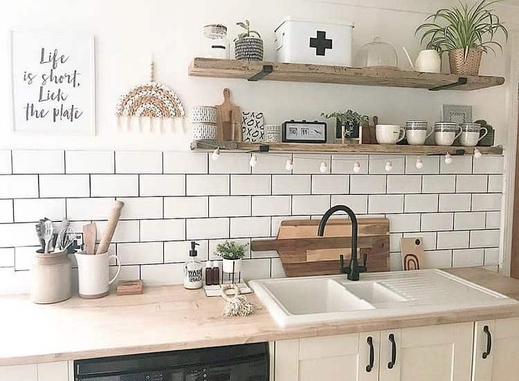 farmhouse kitchen white subway tile backsplash 