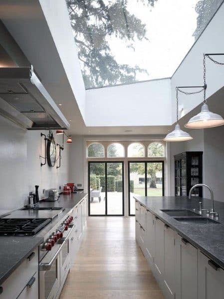 Massive Skylight Industrial Kitchen Ceiling Ideas