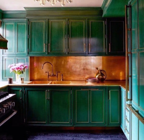 Metal Backsplash Ideas Copper With Green Cabinets