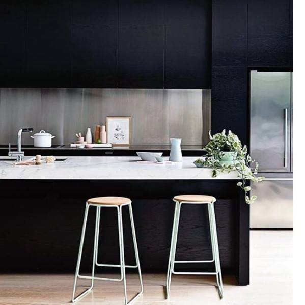 Metal Backsplashs Kitchen Ideas With Black Cabinets