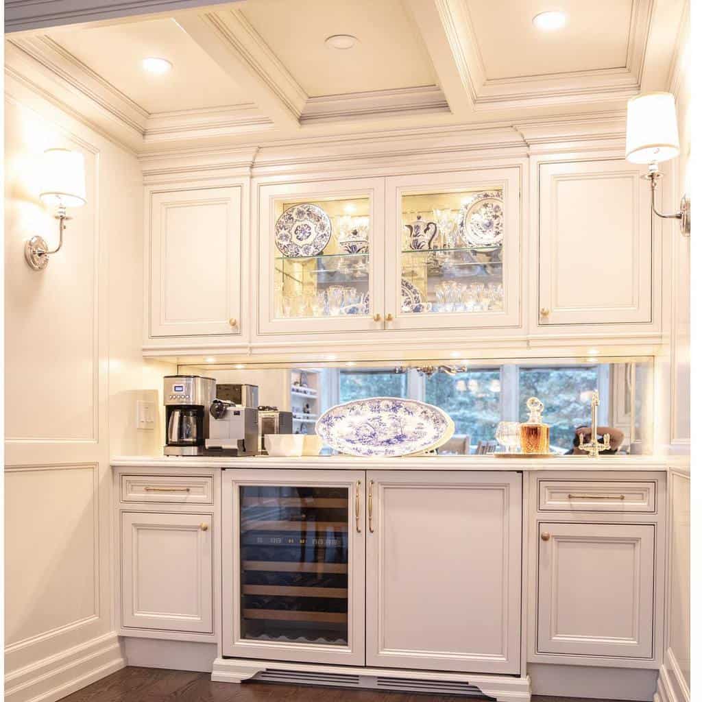 elegant butler's pantry wine storage