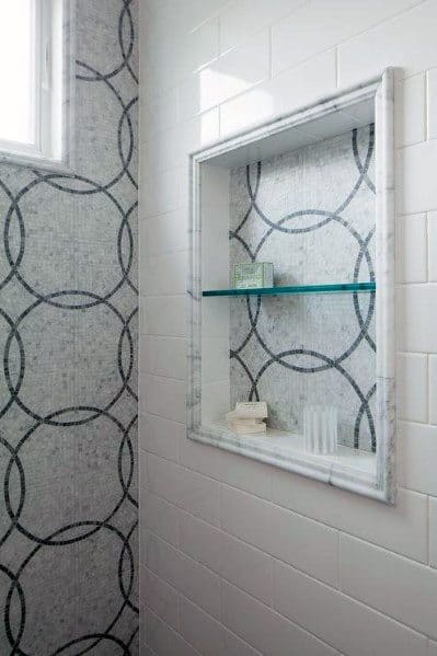 Mosaic Pattern Tiles Nice Shower Niche Interior Ideas