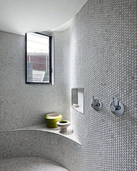 Mosaic Tile Shower Designs With Bench