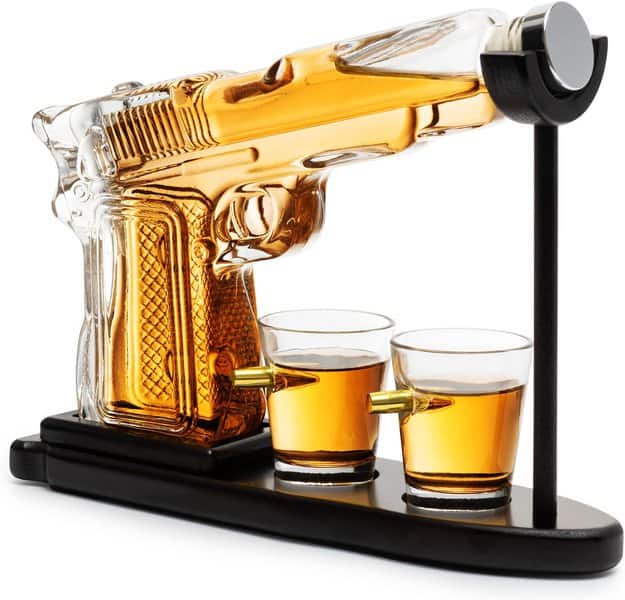 pistol whiskey decanter set