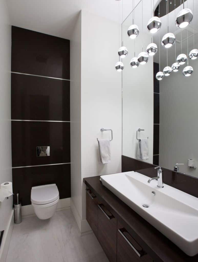 small powder room with large sink