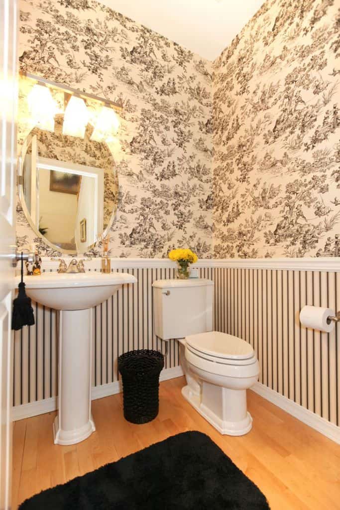 floral wallpaper small powder room