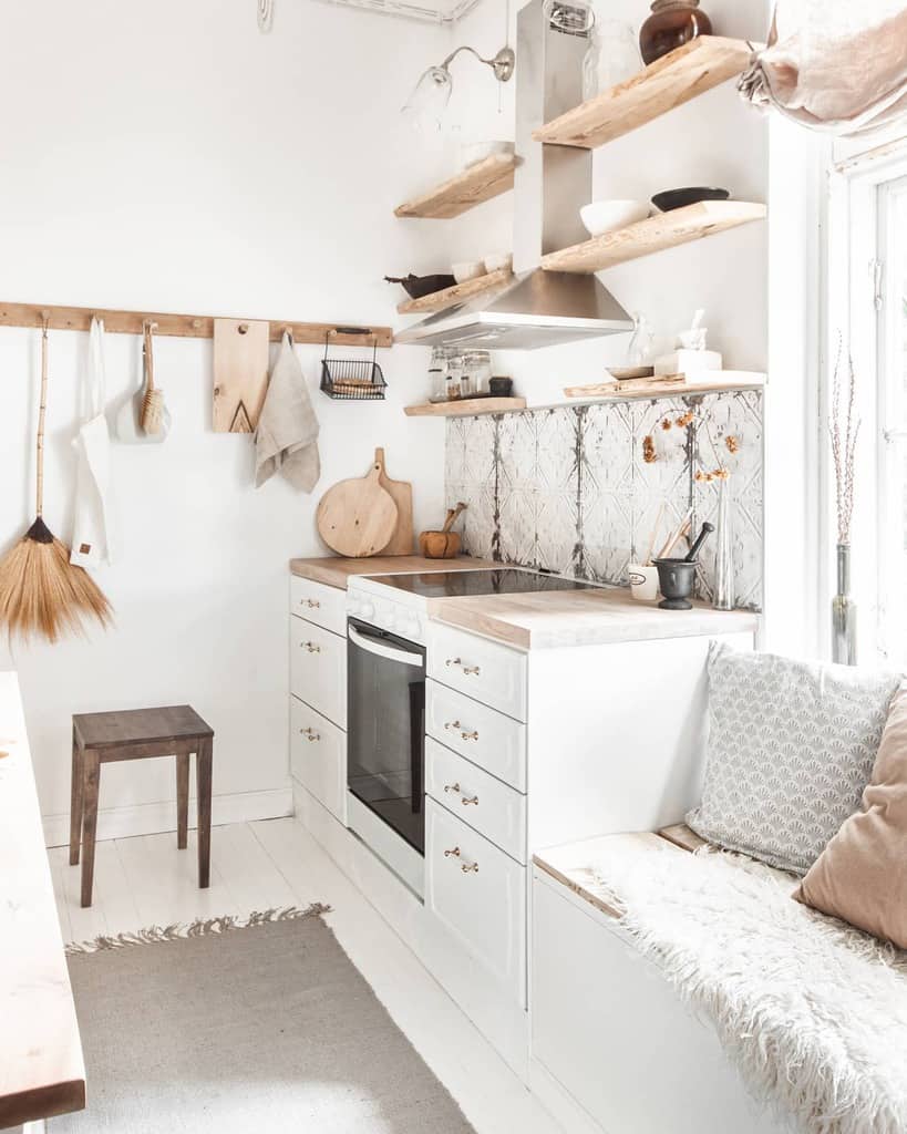 white rustic galley kitchen 