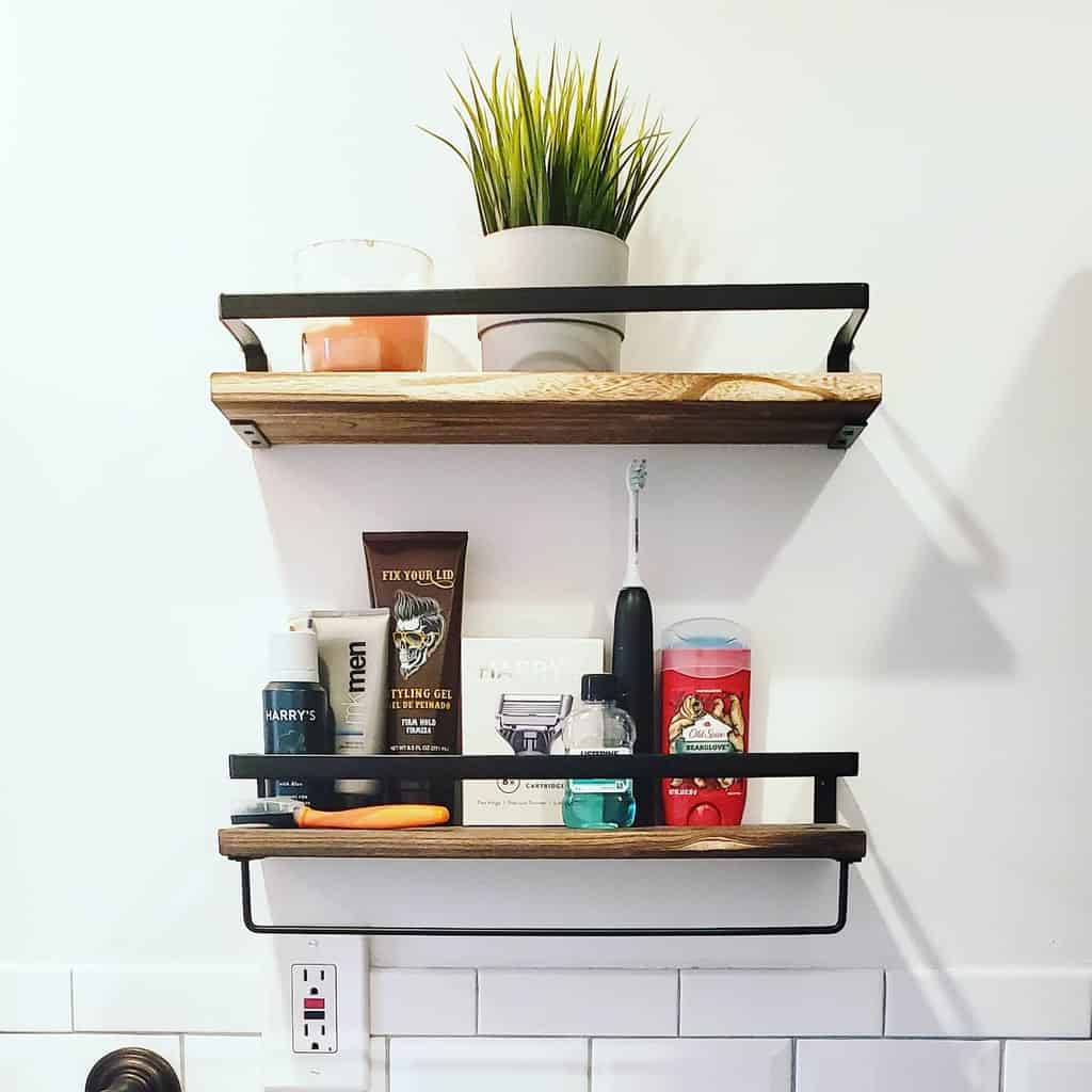 bathroom wood hanging shelves 