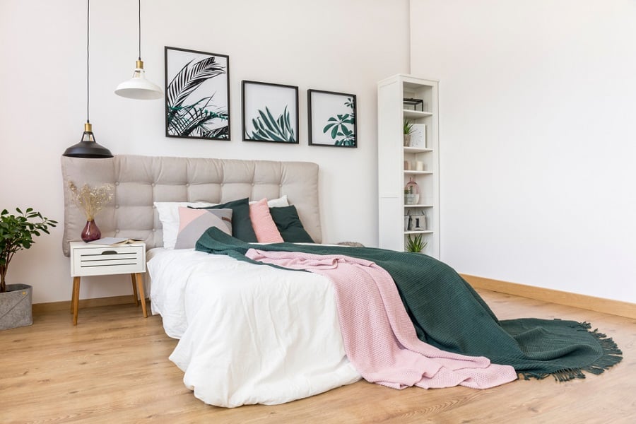 modern bedroom corner wall shelves 