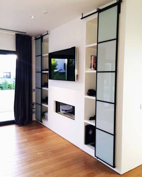 Sliding Glass Doors Bookcase Impressive Tv Wall Ideas