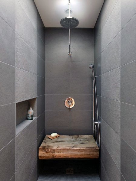 Small Wall Shower Niche Grey Bathroom Ideas