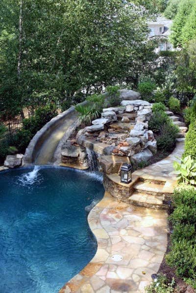 waterfall with slide feature