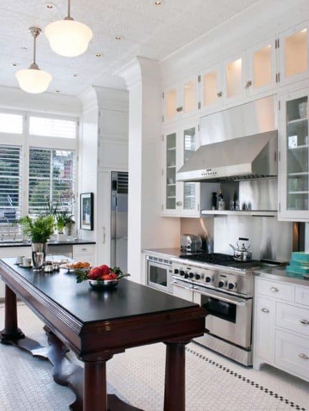 Unique Metal Backsplash Above Oven