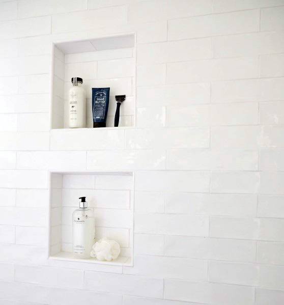 Unique Shower White Tile Niche Designs