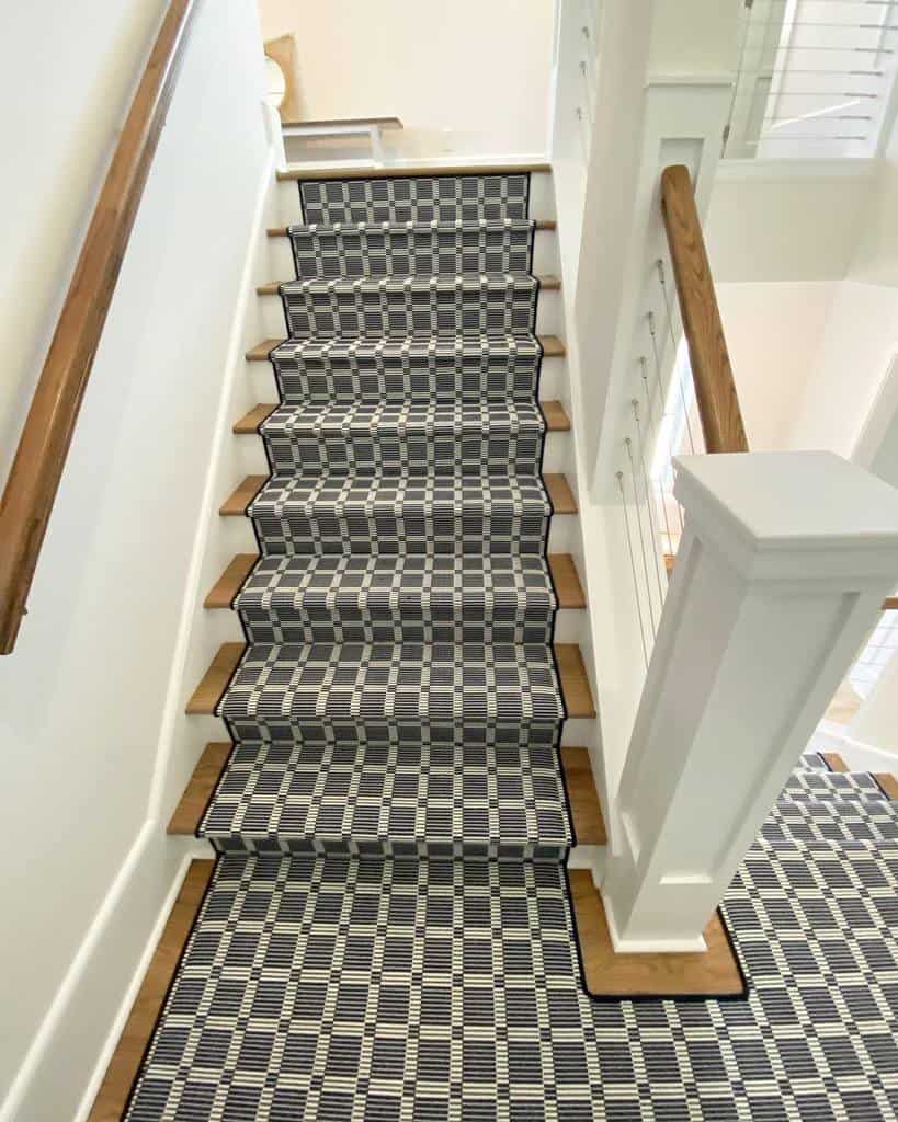 square pattern stair runner