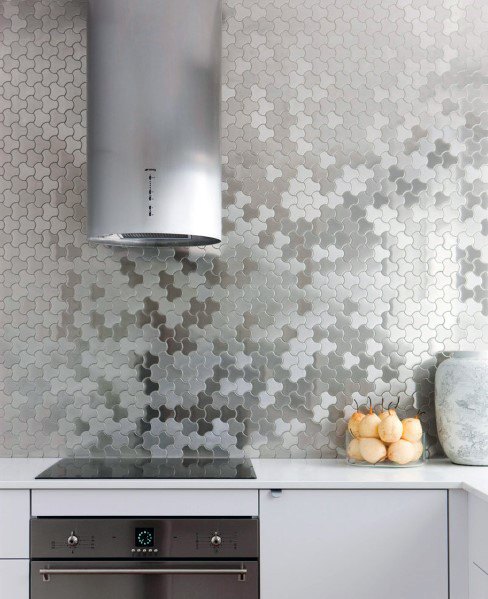 Uniue Pattern Metal Backsplash Kitchen Ideas