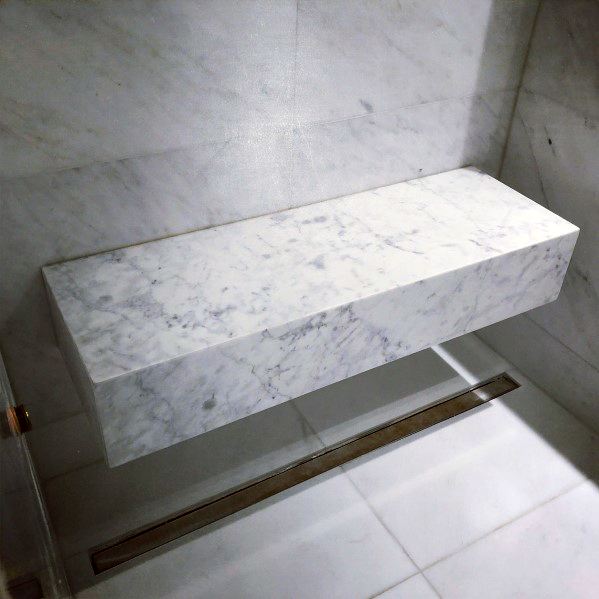 Wall Mounted Free Floating Marble Slab Cool Shower Bench