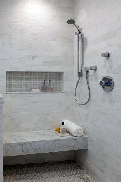 Wall Mounted Marble Tile Shower Bench Ideas