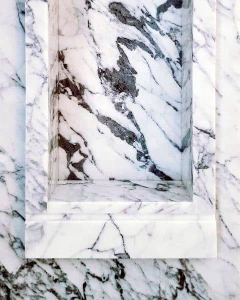 White Solid Marble Built In Shower Niche Shelves Ideas