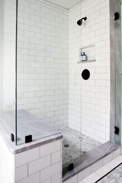 White Subway Tile Shower Bench Ideas Inspiration