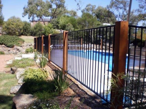 iron and wood fence 