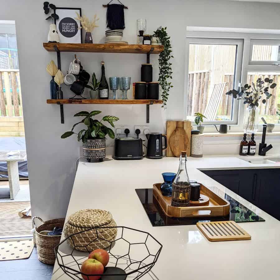 rustic kitchen wood wall shelves 